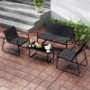 4-Piece Outdoor Conversation Set (Black) - 2 Chairs + 1 Loveseat + 1 Coffee Table,Patio Furniture Set
