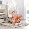 Qaba Giraffe Plush Wooden Rocking Horse, Animal Chair with Sound, Brown, for Boys & Girls