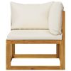 3-Seater Patio Sofa with Cushion Cream Solid Acacia Wood