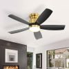 42 Inch Flush Mount Ceiling Fans with LED Light 22W and Remote Control 5 ABS Fan Blades for Bedroom Patio