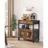 Coffee Bar Cabinet, 24 Inch Farmhouse Coffee Bar Cabinet with Storage, Movable Coffee Bar Table with Wheels & Mesh Door