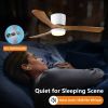 52 inch White Wood Ceiling Fans with Lights and Remote, Modern Flush Mount Low Profile Ceiling Fan with Light, 6 Speed, Reversible DC Motor, for Bedro