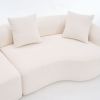 [VIDEO provided ]4 Seater White Sofa with Chenille fabric, 30D ,60 Hardness full sponge,4 pillow for Living Room