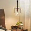 Modern Industrial Pendant Light with Clear Glass Shade, Adjustable Metal Pendant Lighting for Kitchen Island Dining Room Entryway