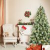 7FT Hinged Artificial Christmas Tree with 1348 PVC Tips, Xmas Tree with Foldable Metal Base for Holiday Decor, Green