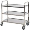 33 Inch 3-Tier Stainless Steel Kitchen Trolley Rolling Island with Wheels