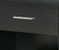 Modern Black Wood Grain Side Table with Drawer And Storage Shelf End Table for Living Room