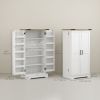 Farmhouse Kitchen Pantry Storage Cabinet, Kitchen Pantry Cabinet with Doors and Adjustable Shelves, Cream White