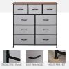 Dresser for Bedroom with 9 Drawers, 4-Tier Fabric Chest of Drawers, Tall Dresser Storage Tower with Steel Frame and Wooden Top for Closets