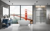 60 in. W x 76 in. HSliding Frameless Shower Door in Matte Black with Clear Glass