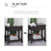 End Side Table in Flip Top Design with Cabinet and Bottom Shelf, Storage Furniture Decoration for Bedroom Living Room Office, Dark Coffee