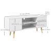 White TV Stand Cabinet for TVs up to 55 Inches with Storage Shelves Entertainment Unit Wood Legs for Living Room