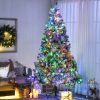 HOMCOM 7.5ft Artificial Snow Christmas Tree with Frosted Branches LED Lights Steel Base for Festive Home Decor