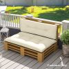 2 Seater Pallet Cushions Outdoor 3.9" Thick Replacement Cushions - Tufted Design for Garden, Patio, Cream White