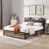 FULL Size Metal Platform Bed Frame with upholstery storage function Headboard and USB LINER and Footboard with drawers , No Box Spring Needed, Large U
