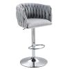 360Ã‚Â° Fabric cover Swivel Bar Stools Set of 2, Adjustable Counter Height Bar Chairs with Woven Back & Footrest