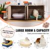 VEVOR Cat Litter Box Enclosure Wooden Litter Box Furniture Hidden 2 Rooms Greige