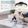 20-inch Black LED Ceiling Fan Light – Dimmable and Adjustable Color Temperature, APP & Remote Control, Modern Smart Ceiling Fan for Living Room, Bedro