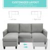 L-Shape Sofa, Modern Sectional Couch with Ottoman, Corner Sofa for Living Room, Light Grey