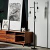 65" Black Industrial Floor Lamp with Hanging Glass Shade 3 Lights