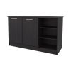 Wengue Kitchen Island with 2-Door and Open Storage