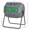Tumbling Compost Bin Outdoor 360Ã‚Â° Dual Chamber Rotating Composter 43 Gallon, Light Gray