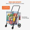 Folding Shopping Cart, Jumbo Grocery Cart with Double Baskets, 360Ã‚Â° Swivel Wheels, Heavy Duty Utility Cart