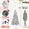 7ft Hinged Full Snow-Flocked Christmas Tree with 1060 Mixed PVC & Pine Needles Tips