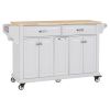Kitchen Island with Rubber wood Countertop