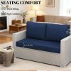 2 terrace furniture cushions, outdoor sofa cushions, sofa cushions, navy blue(cushion only)