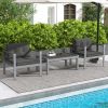 Contemporary Patio Sofa Chair with WPC Armrests and Back Cushions