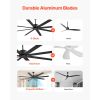 84 In Ceiling Fan without Light, 6-Speed Remote Control, Aluminum 8-Blade, Reversible DC Motor, Modern Low Profile Flush Mount Exterior Fan for Bedroo