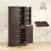 72" Tall Kitchen Pantry Cabinet, Farmhouse Storage Cabinet with 8 Door Racks and Adjustable Shelves, Distressed Brown