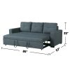 3 Seats Polyfiber Convertible Sleeper Sofa, Blue Grey