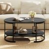 2-Tier Coffee Table with Metal Frame, 100Ã—50Ã—45 cm Robot Vacuum Friendly Accent Table, 88 lbs Capacity for Living Room Office-Black