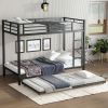 Twin XL over Twin XL Metal Bunk Bed with Twin Size Trundle, Black
