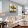 4 Pieces Sunflower Wall Art Black and Yellow Pictures for Living Room Floral Paintings for Wall Decorations