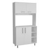 95 Pantry Kit, Four Legs, Double Door Cabinet, Three Shelves -White