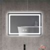 15 in. H LED Single Bathroom Vanity Mirror in Polished Crystal Bathroom Vanity LED Mirror for Bathroom Wall Smart Lighted Vanity Mirrors