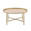 Oak and Gold Coffee Table with Tray Top