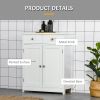 Kleankin White Freestanding Bathroom Floor Cabinet with 2 Doors 2 Drawers Adjustable Shelf Storage Organizer Tower