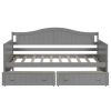 Twin Wooden Daybed with 2 drawers, Sofa Bed for Bedroom Living Room,No Box Spring Needed,Gray