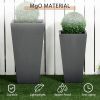 Outsunny Patio Planters 2-Piece MgO Flower Receptacles with Drainage for Lush Outdoor Decor Gray