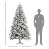 HOMCOM 7.5ft Artificial Christmas Tree Flocked with 1300 Branches Detachable Base Green White
