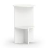 2-Tier Modern White Side End Table Engineered Wood Accent Nightstand with Open Storage Shelf Anti-Scratch Foot Pads for Sofa Bedroom Living Room Offic