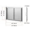 BBQ Access Door, 33W x 22H Inch Double Outdoor Kitchen Door, Stainless Steel Flush Mount Door, Wall Vertical Door with Handles, for BBQ Island
