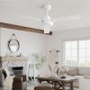 52" Ceiling Fan Without Light, 3 ABS Blades Farmhouse Ceiling Fan with Remote Control 6-speed Reversible DC Motor White for Living Room, Bedroom, Kitc