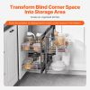 Min 15"W Opening Blind Corner Pull Out Organizer, 2 Tier 4 Shelf Kitchen Cabinet Organizer, Chrome Carbon Steel Storage Basket