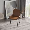 Modern Dining Chair Living Room Black Metal Leg Dining Chair-Brown-2pcs/ctn