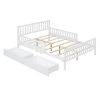 Full Size Wood Platform Bed with Guardrails on Both Sides and Two Storage Drawers ,White